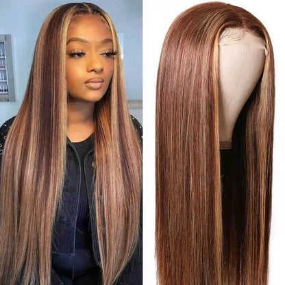 Front Lace Piano Pick Dyeing 4 27T Human Hair Headgear Wig - Boss Boutique Hair and Accessories